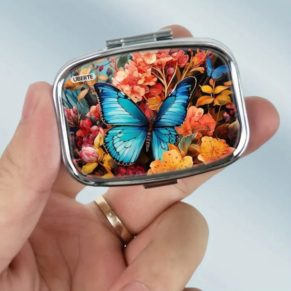 NEW! Floral Butterfly Compact Medicine Case.